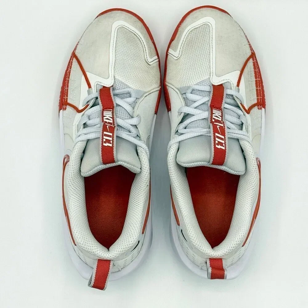 Nike Air Zoom GT Cut 3 in White Picante Red Lace Up Low Sneakers - Grade School
